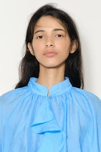 Blouse à volant en lyocell mélangé