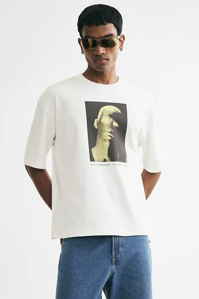 Boxy Relaxed-Fit Printed Cotton T-Shirt
