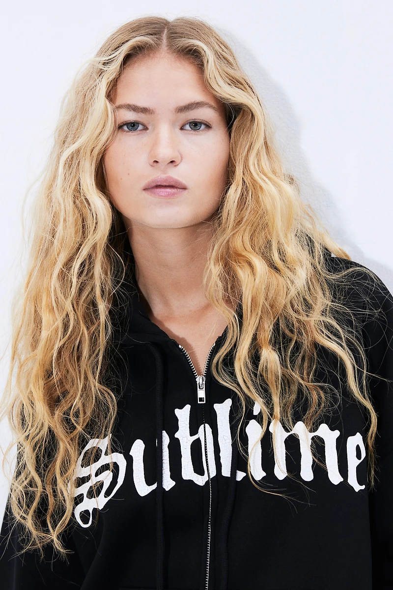Oversized Hooded Jacket with Motif
