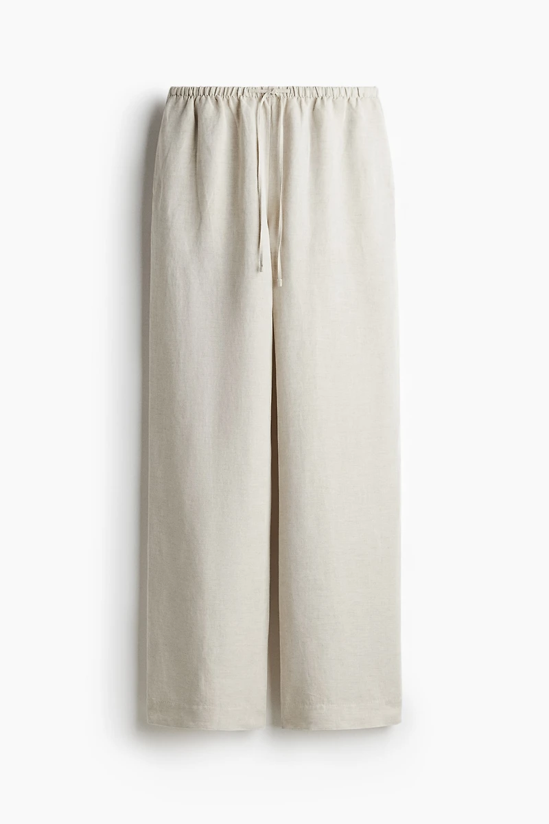 Straight linen-blend trousers