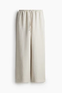 Straight linen-blend trousers
