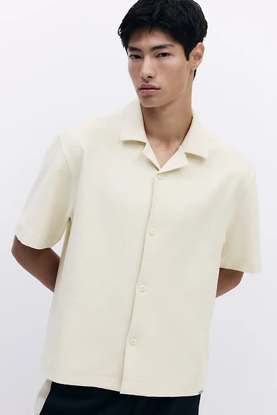 Chemise brossée ample avec col cubain