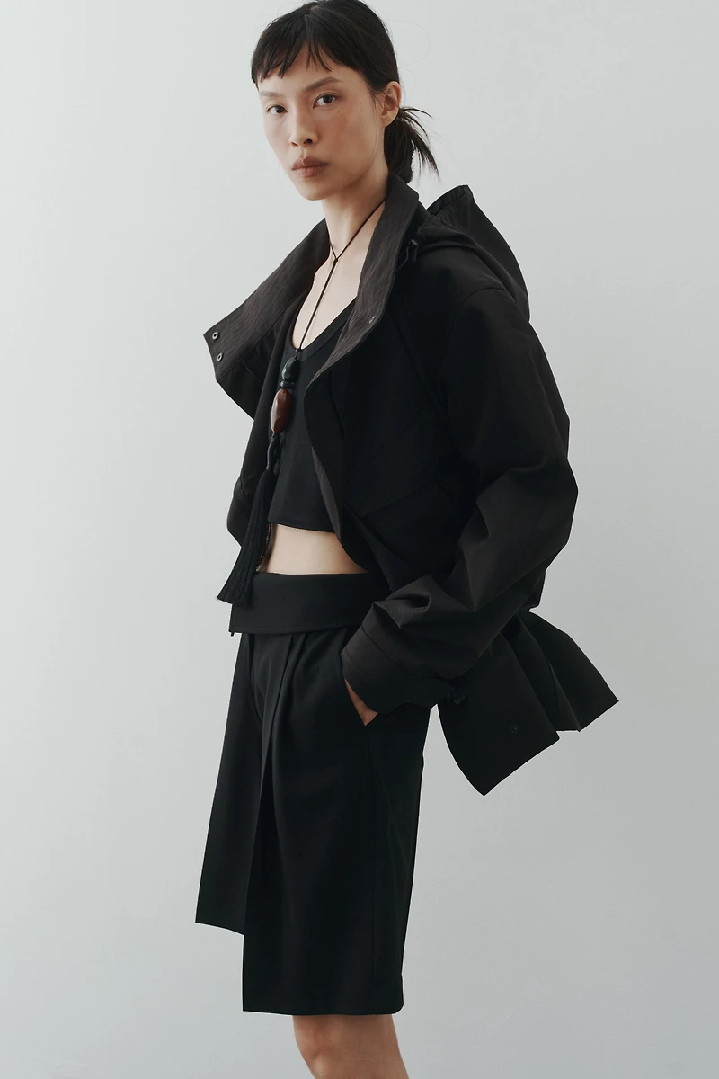 Foldover-Waist Bermuda Shorts