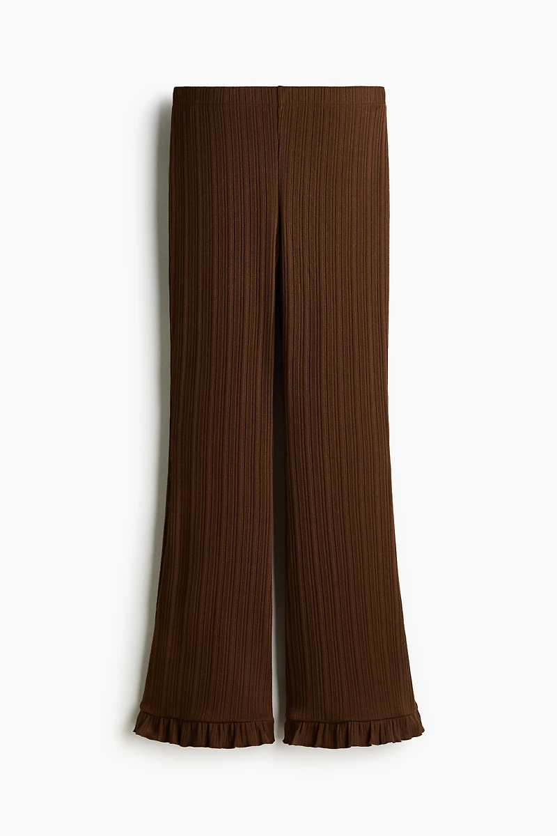Flared Rib-Knit Pants