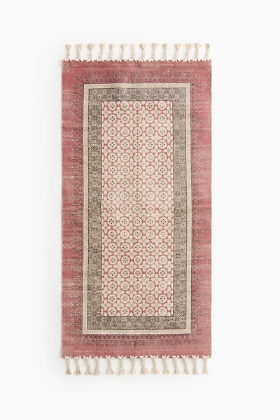 Cotton Runner Rug with Fringe