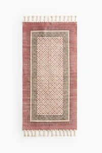 Cotton Runner Rug with Fringe