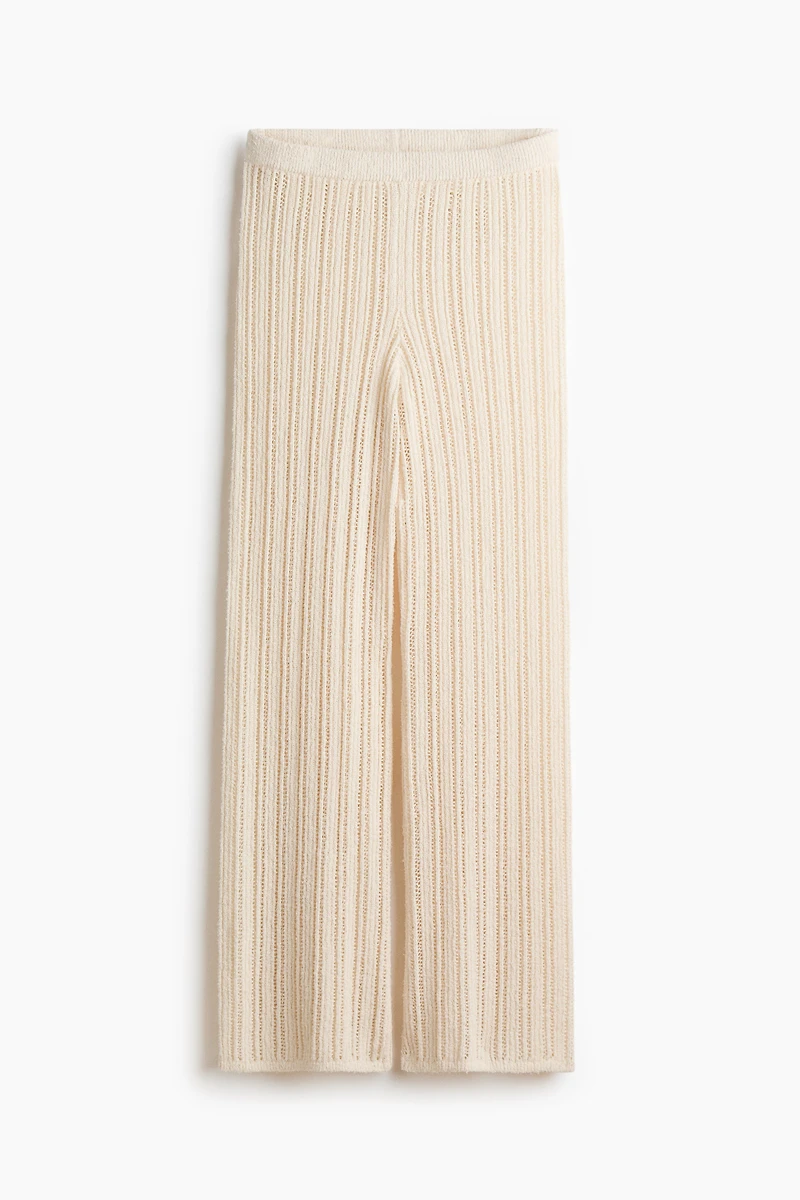 Wide-Leg Crochet-Look Pants