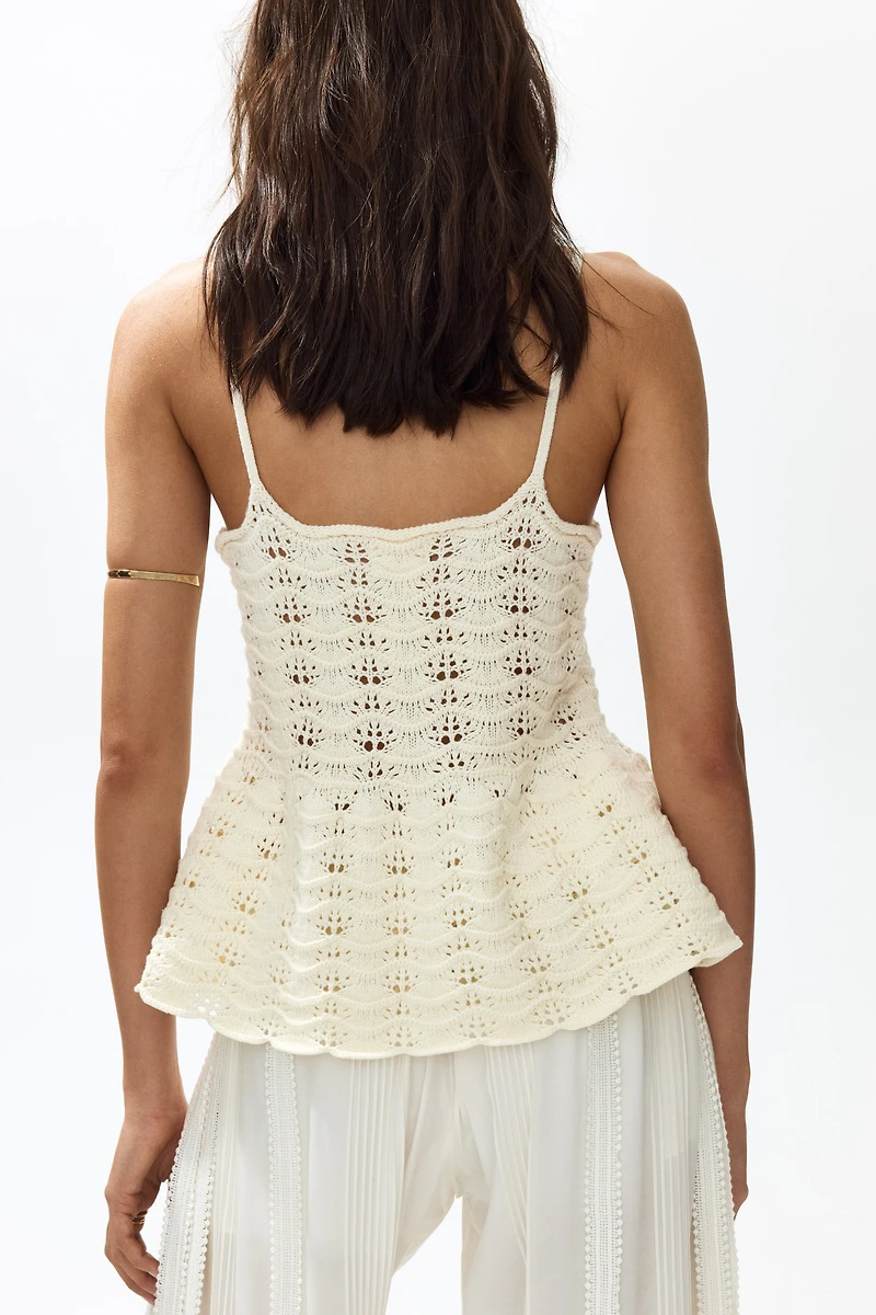 Crochet-Look Peplum Top