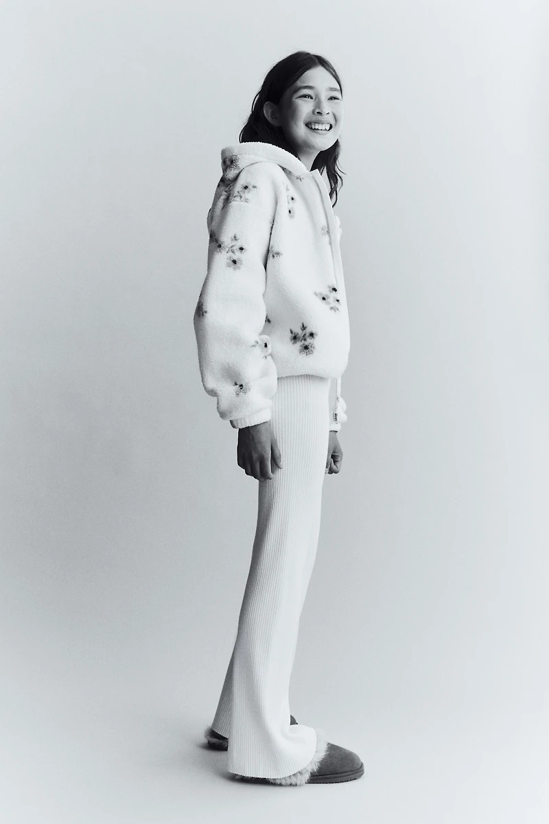 Flared Rib-Knit Pants