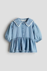 Denim Dress with Sailor Collar