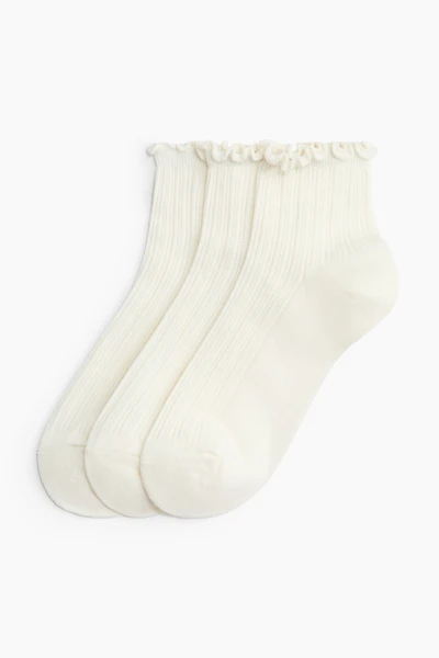 3-pack rib-knit ankle socks