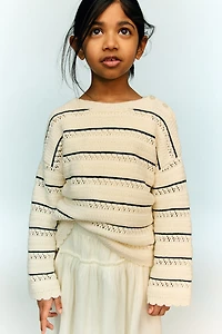 Pointelle-Knit Cotton Sweater
