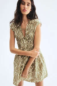 Drawstring-Detail Poplin Dress