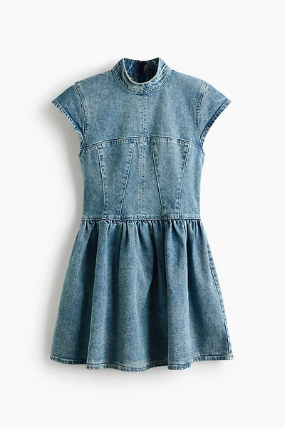 Denim Dress with Flared Skirt