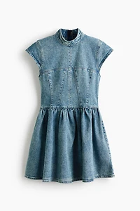 Denim Dress with Flared Skirt