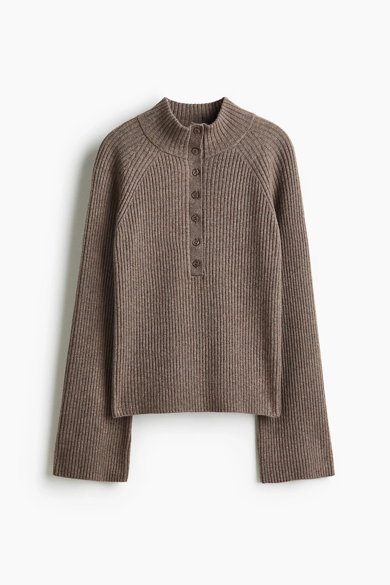 Rib-Knit Mock Turtleneck Sweater