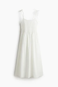 Tie-Shoulder-Strap Smocked Dress