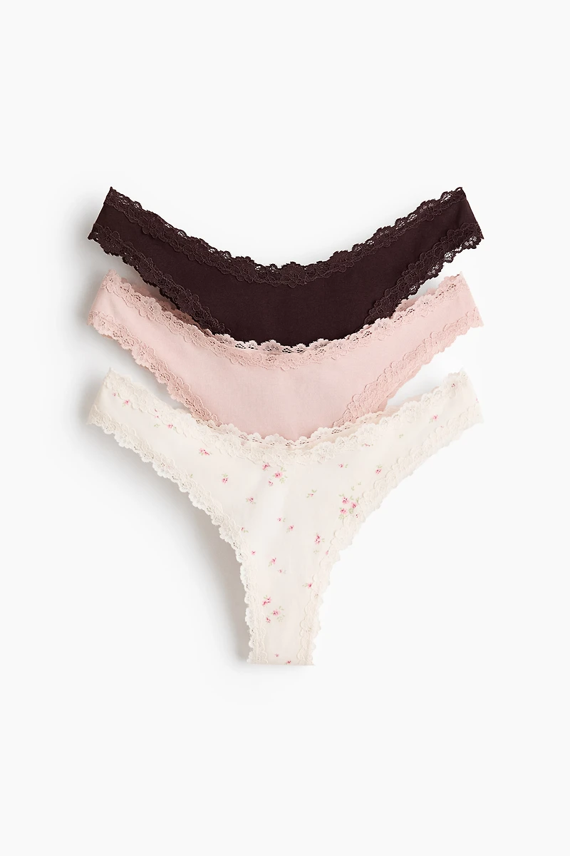 3-Pack Lace-Trimmed Brazilian Briefs
