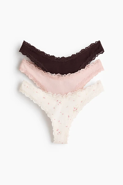 3-Pack Lace-Trimmed Brazilian Briefs