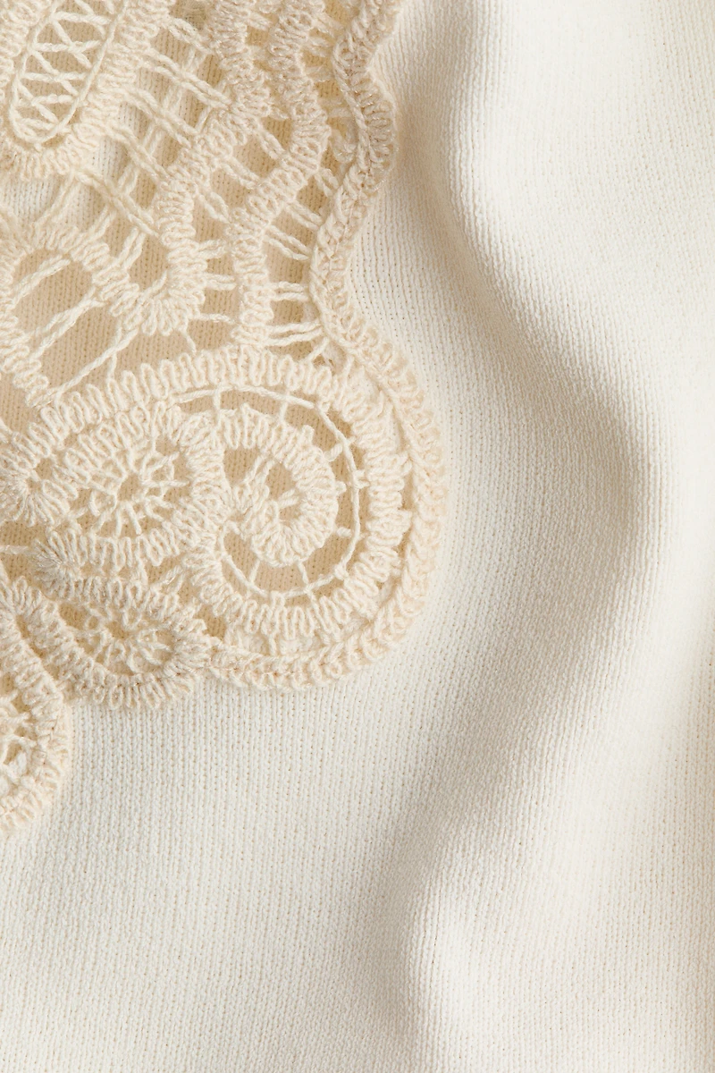 Lace-Trimmed Fine-Knit Top