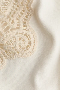 Lace-Trimmed Fine-Knit Top