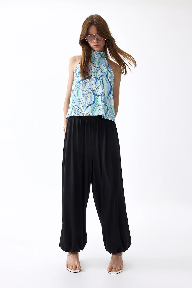 Printed Tie-Detail Top