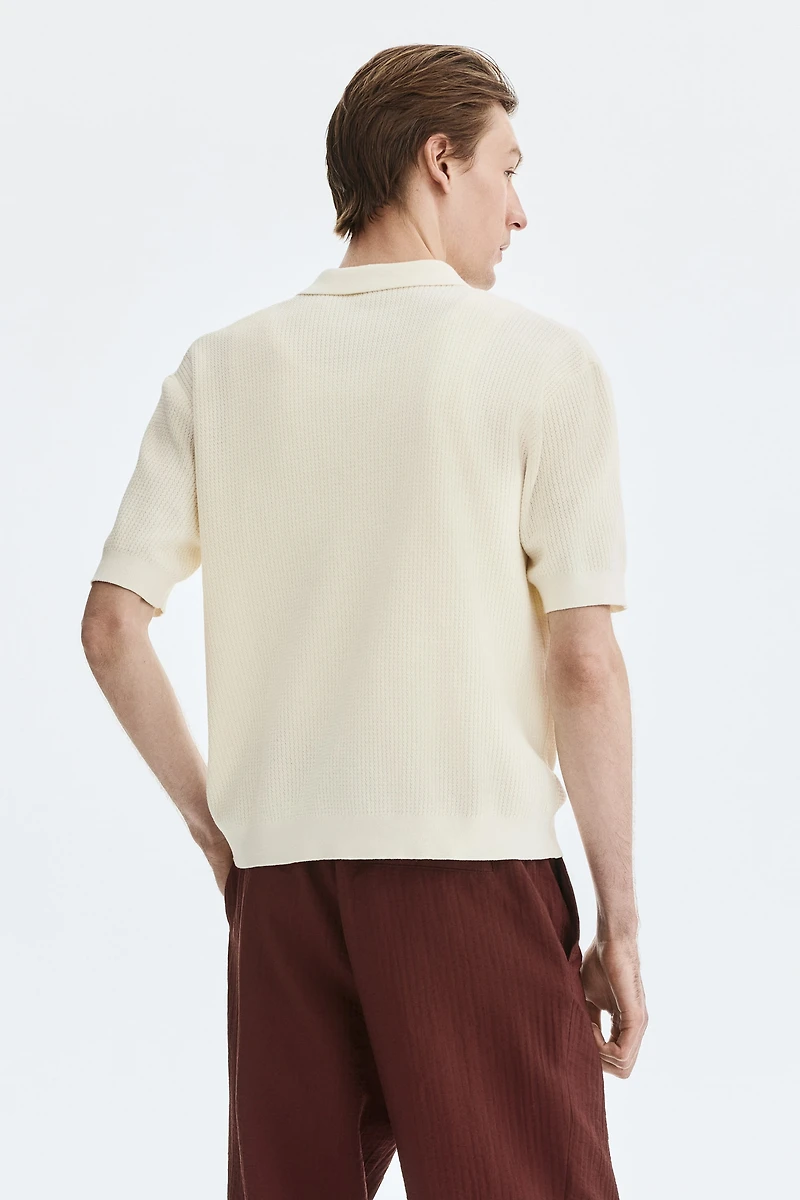 Regular-Fit Cable-Knit Polo Shirt