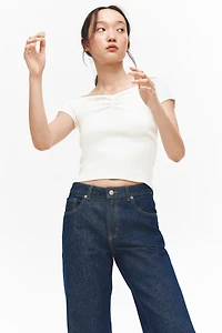 Ribbed Boat-Neck Top