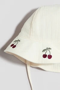 Muslin Sun Hat with Embroidery