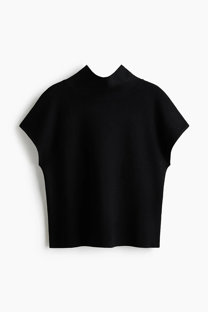 Fine-Knit Mock Turtleneck Top
