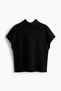 Fine-Knit Mock Turtleneck Top