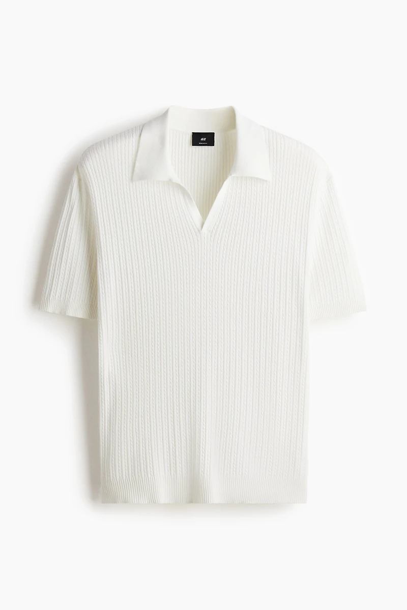 Regular-Fit Cable-Knit Polo Shirt