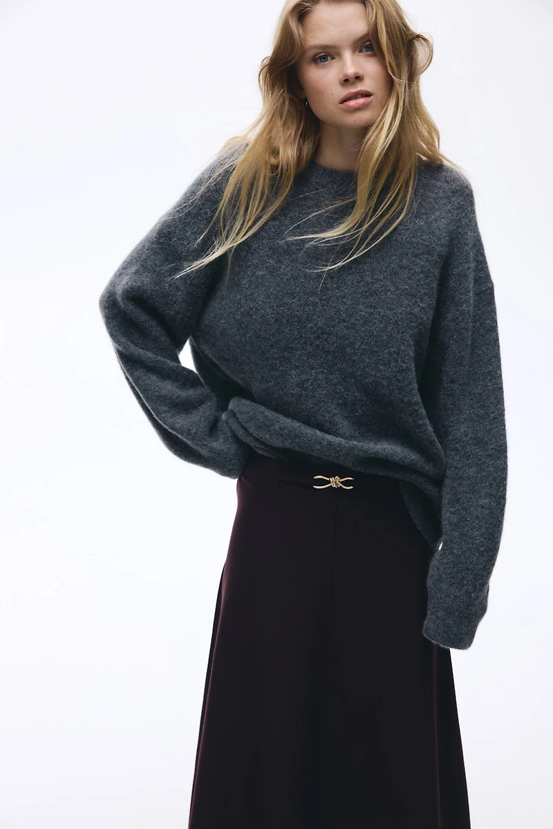 Belt-Detail Midi Skirt