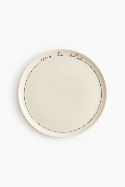 Stoneware Dinner Plate with Text Motif