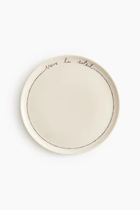 Stoneware Dinner Plate with Text Motif