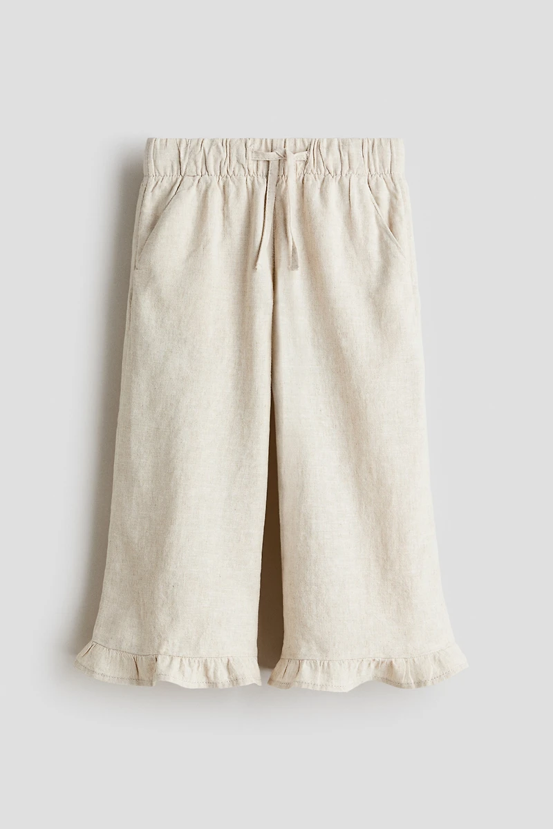 Linen-Blend Drawstring Pants