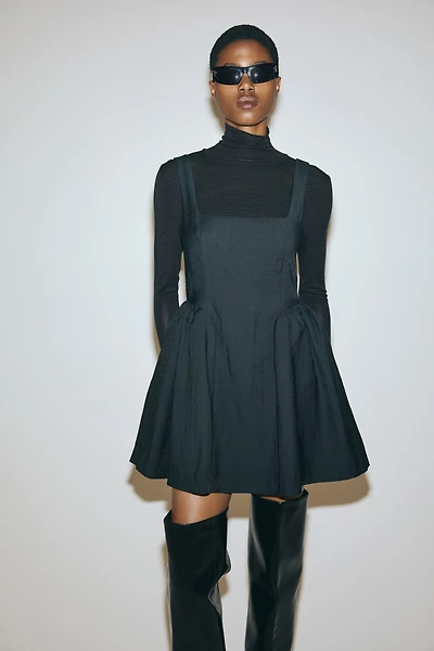 Gathered Square-Neck Dress