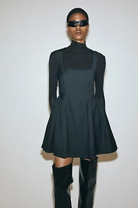 Gathered Square-Neck Dress