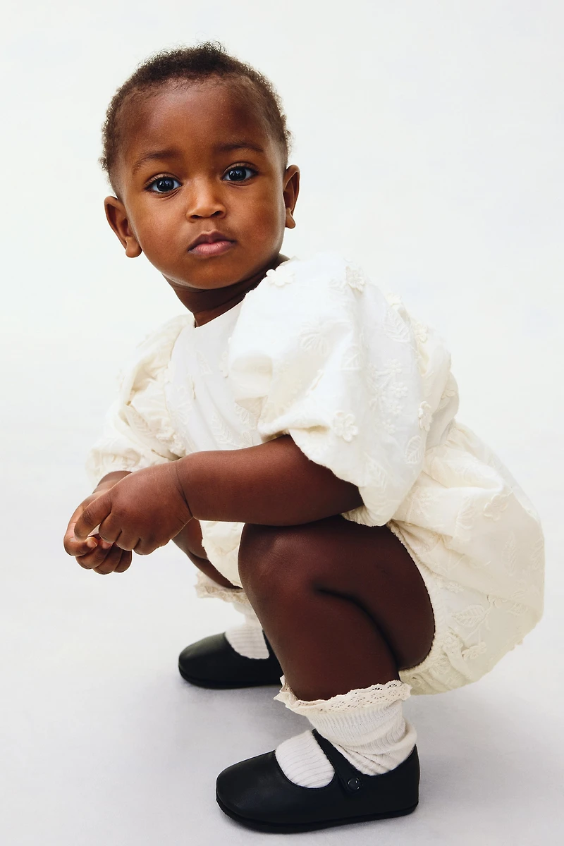 Eyelet Embroidered Romper Suit