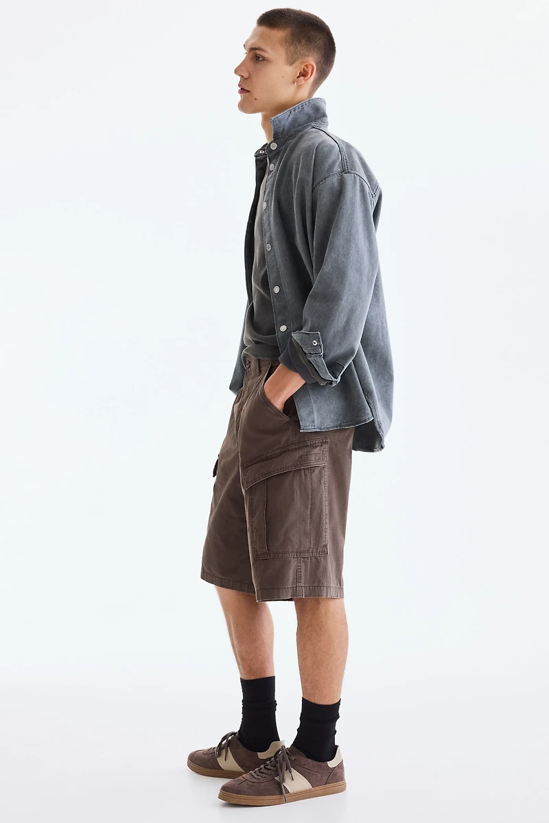 Loose-Fit Cotton Cargo Shorts