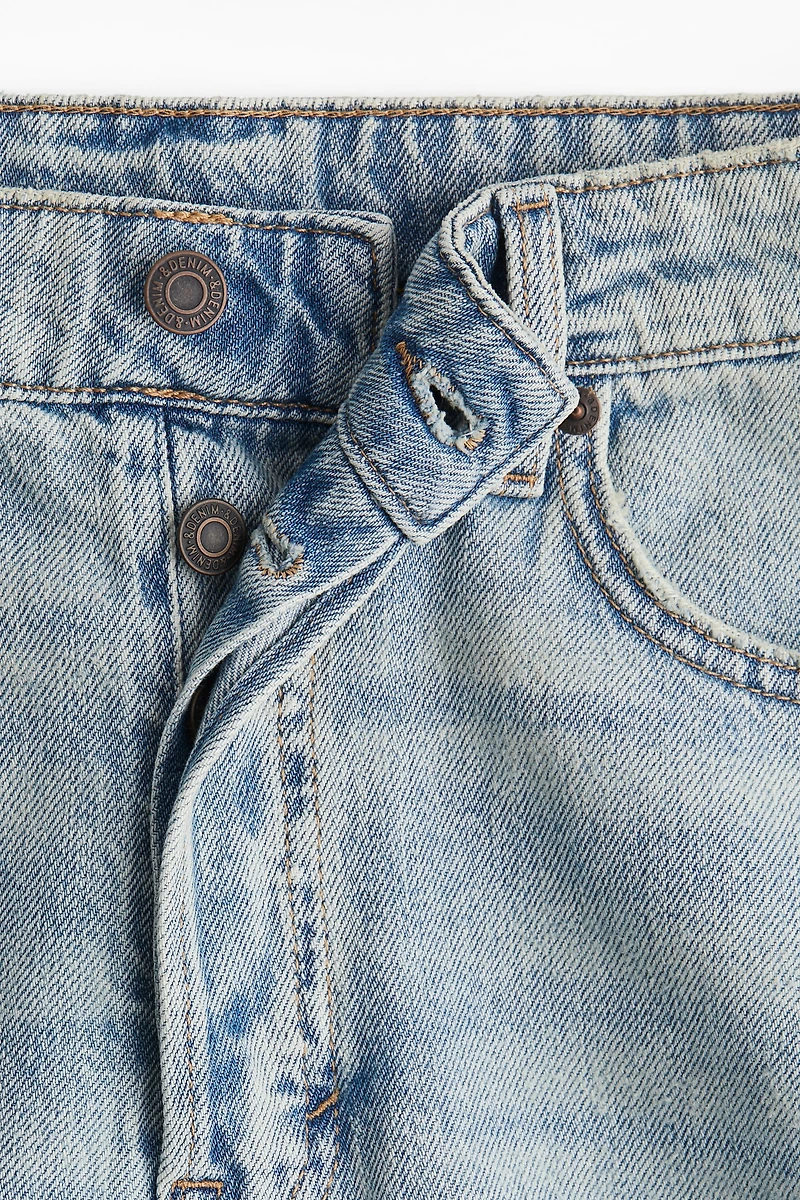 High-Waist Knee-Length Denim Shorts