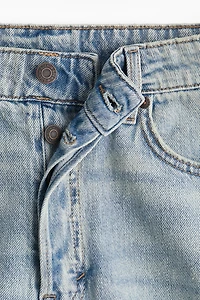 High-Waist Knee-Length Denim Shorts