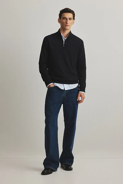 Regular-Fit Half-Zip Merino Wool Sweater