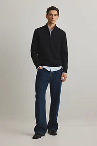 Regular-Fit Half-Zip Merino Wool Sweater