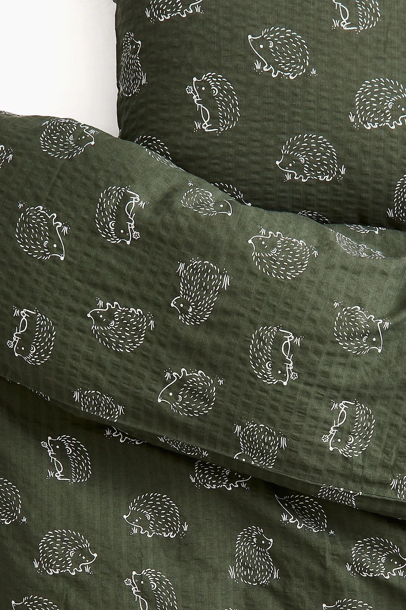 Patterned Seersucker Duvet Cover Set