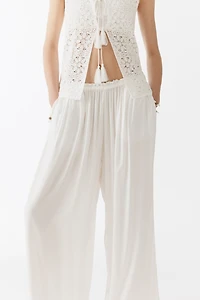 Wide-Leg Drawstring Pants