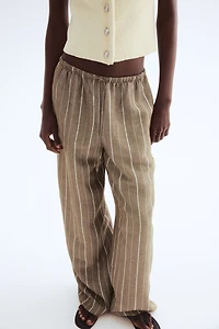 Straight linen-blend trousers