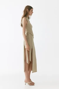 Skirt-Panel Ribbed Dress