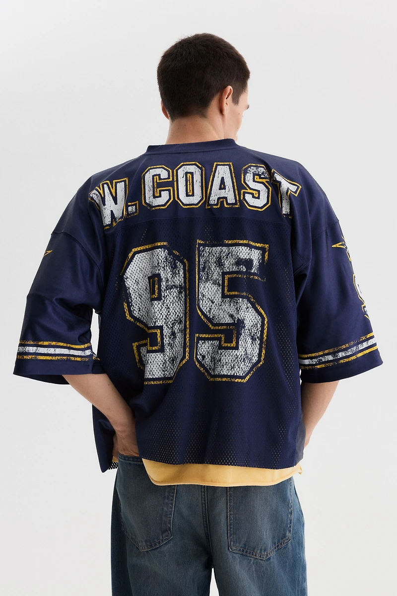 Oversized Printed Mesh T-Shirt