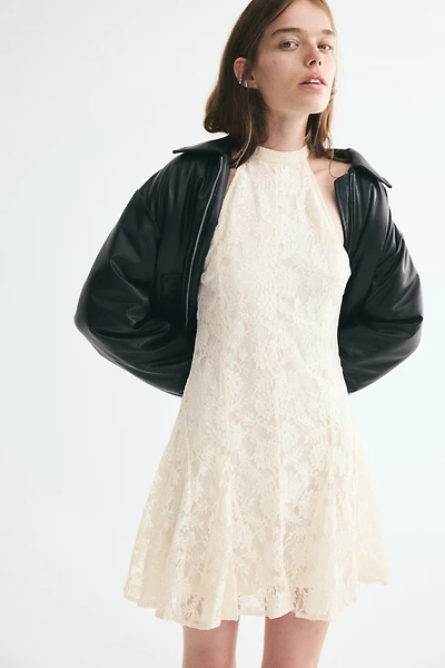 Lace Dress with Godet Pleats